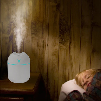 250ML USB Ultrasonic Air Humidifier &amp; Essential Oil Diffuser – Quiet Mist Maker with LED Mood Light for Home &amp; Car Use