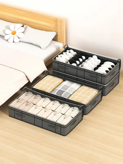 1PC Large Underbed Foldable Storage Organizer with Doggy Print – Quilt &amp; Clothes Holder for Bedroom or Dorm Use