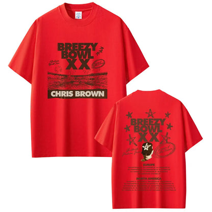 Chris Brown Breezy Bowl XX 2025 Tour Vintage Cotton T-Shirt for Men & Women – Casual Summer Hip Hop Oversized Tee