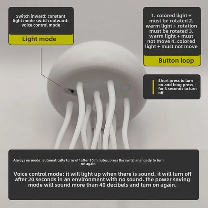 Creative Jellyfish Night Light with Voice & Motion Sensor – Hanging Ambient Lamp for Bedroom Decor & Gifts