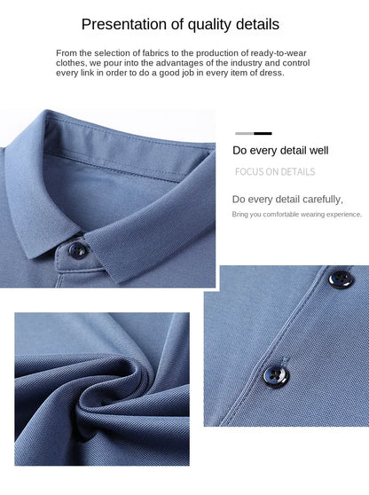 Premium Men's Polo Shirt – Luxury Summer Short Sleeve Casual Top Made with 4.7% Mulberry Silk – Plain Design, Elegant and Stylish &nbsp;