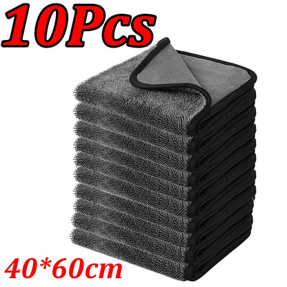 1–10Pcs Double-Sided Microfiber Car Cleaning Towels – Super Absorbent, Quick-Dry Cloths for Washing, Drying & Detailing