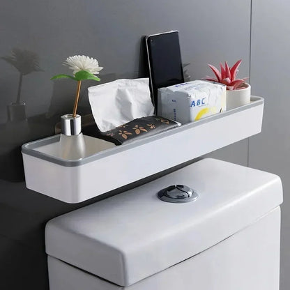 1pc Wall-Mounted Bathroom Storage Cabinet – No-Drill White Organizer Shelf for Above Toilet Use