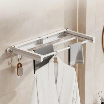 Portable Retractable Drying Rack with Suction Cups — No Drilling Needed, Aluminum Alloy, Wall-Mounted, Foldable Laundry Hanger for Home and Travel