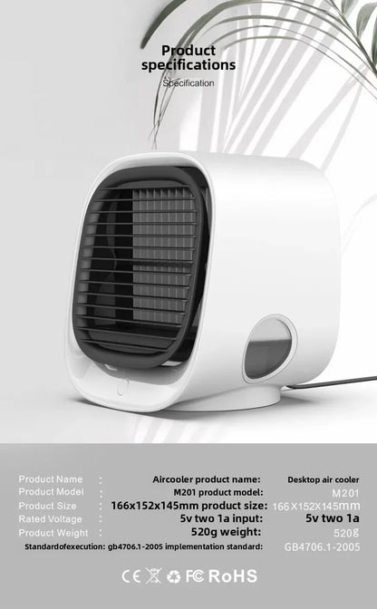 Portable Mini Air Conditioner – Personal Evaporative Cooler with 3-Speed Fan, Compact Desk Cooling Fan for Office, Home, or Car Use