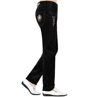 Men’s New Winter Stretch Corduroy Pants by Bruce & Shark – Thickened Cotton Casual Trousers, Loose Fit, Mid-Rise, Fashionable, Available up to Size 40