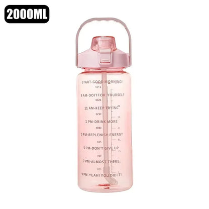 2L Motivational Water Bottle with Time Markers – Leakproof Large Capacity Sports Bottle for Fitness, Office &  Outdoor Use