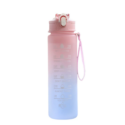 Time-Marked Sports Water Bottle with Straw and Leak-Proof Flip Lock – Portable Hydration Bottle for Outdoor Activities