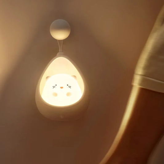 USB Rechargeable Silicone LED Night Light with Motion Sensor – Cute Animal Design for Kids' Bedroom or Nursery Wall