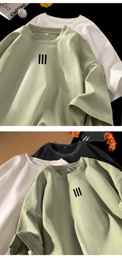 Men's Oversized Cotton T-Shirts – 2024 New Casual Summer Printed Tees, Fashionable and Comfortable, Available in White and 3XL Size.