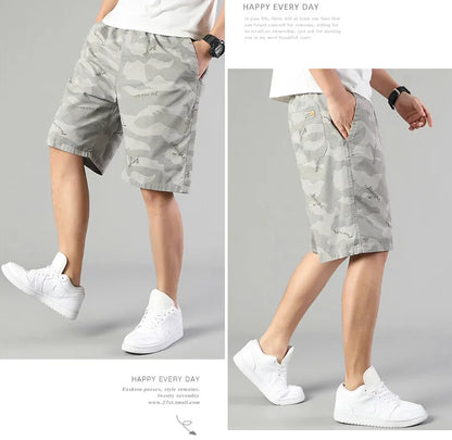 Men’s Relaxed Fit Sweat Shorts – Elastic Waist Cotton Cargo Gym Shorts with Drawstring, Casual and Comfortable