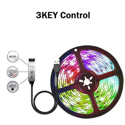 USB-Powered RGB LED Strip Light (1–30M) – 5V Flexible Color-Changing Light Tape for DIY Room &amp; Home Decor