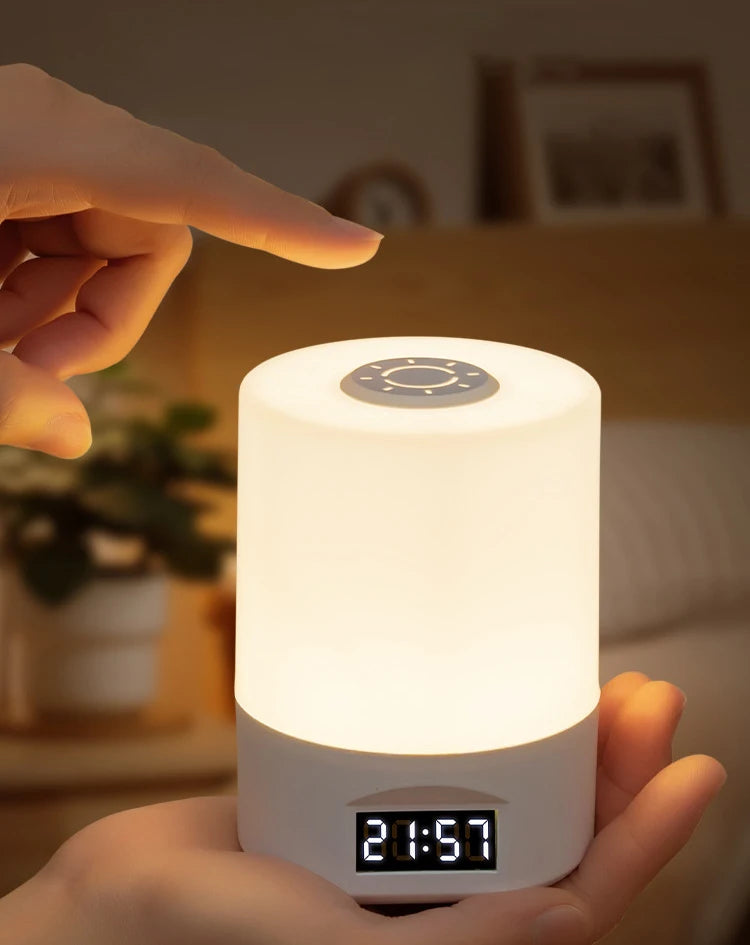 Rechargeable Portable LED Table Lamp with Clock Display, Touch Control, and Eye Protection for Bedside and Reading