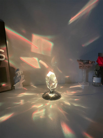 Luxury Crystal Diamond Night Lamp – USB Rechargeable with Remote Control, Romantic LED Projector for Bedside &amp; Home Décor