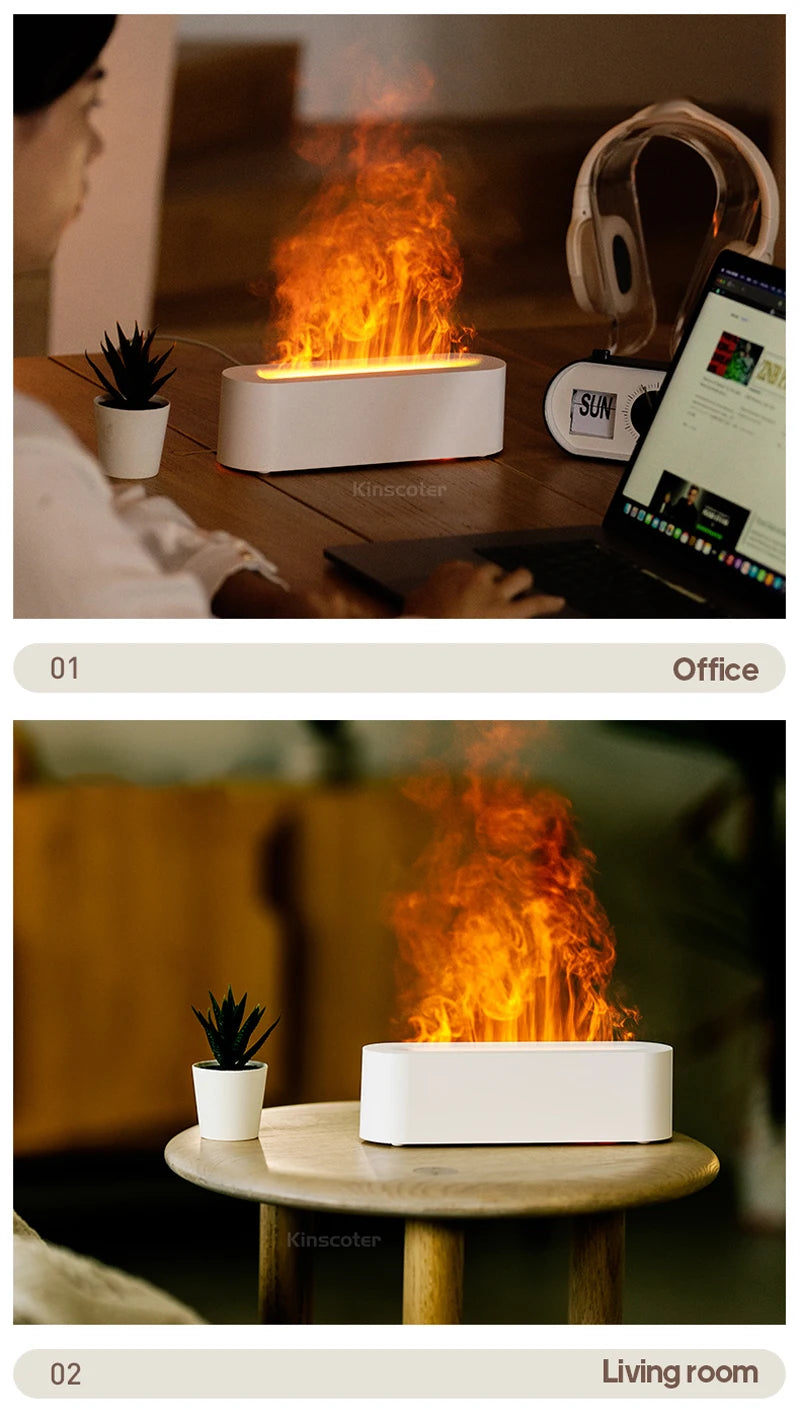Colorful Flame Effect Aroma Diffuser with Ultrasonic Cool Mist Humidifier and Essential Oil Timer