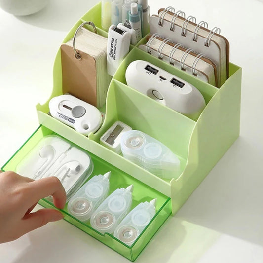 Multi-Purpose Desktop Organizer with Drawer – Large Capacity Storage Box for Pens, Stationery, Cosmetics & Lipsticks