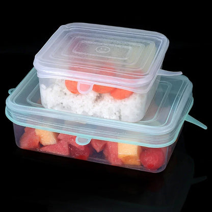 6PCS Square Silicone Stretch Lids – Reusable Elastic Food Covers for Fresh Sealing and Kitchen Use