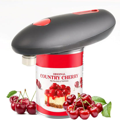 One-Touch Electric Can and Jar Opener – Battery-Powered Handheld Kitchen Tool with Smooth Edge Cutting