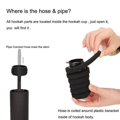 Portable Car Hookah Set with Ceramic Bowl, Acrylic Shisha Pipe & Hose – Travel-Friendly Chicha Smoking Accessory