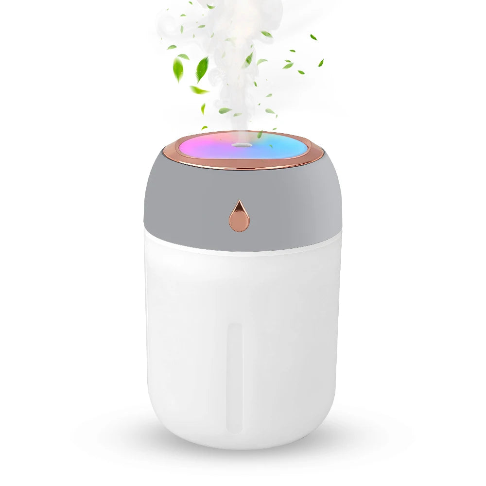 Mini USB Portable Air Humidifier with Aroma Diffuser, LED Cool Light, 330ml Mist Purifier for Room, Home, Car, and Plants