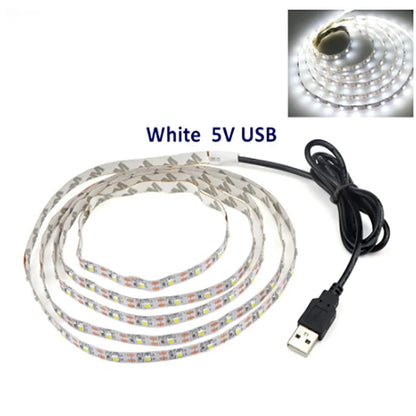 5V USB-Powered SMD2835 LED Strip Light – Flexible Warm White Tape Lighting (60 LEDs/m) for TV Backlight, Bedroom &amp; Home Decor (0.5m to 5m)