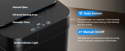 12L Smart Touchless Trash Can – Automatic Motion Sensor Waste Bin with Lid, Waterproof Electric Garbage Bin for Bathroom &amp; Kitchen