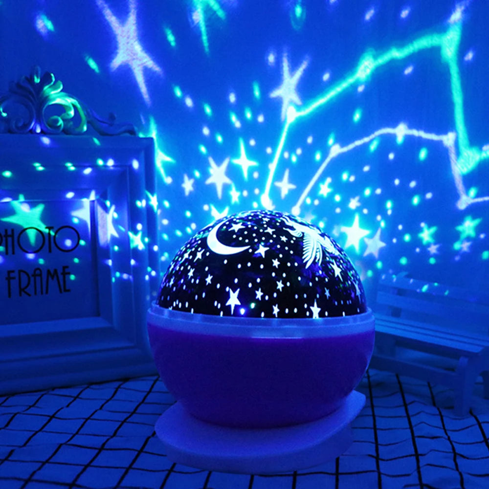 Rotating Starry Sky Night Light Projector – Galaxy Moon Lamp for Baby Nursery, Bedroom Decor &amp; Table Lighting