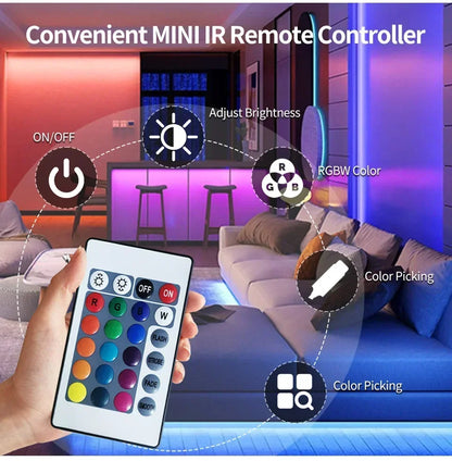 24V RGB USB LED Strip Light with 24-Key IR Remote – Flexible SMD3535 Light Strip for TV Backlighting &amp; Room Decoration