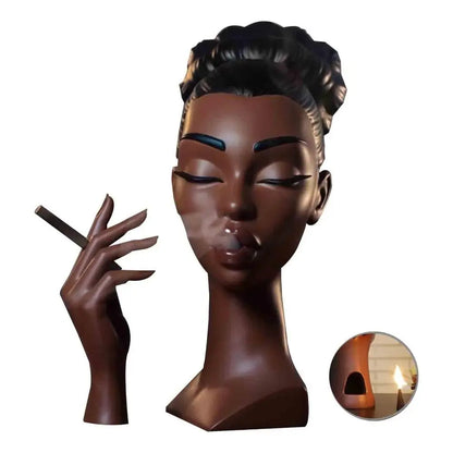 Black Headscents Handmade Head-Shaped Incense Burner Holder – Decorative Airflow Incense Burner for Meditation and Body Art