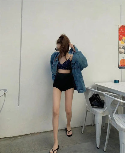 Women's High-Waist Black Shorts – Slim Fit Solid Color Summer Bottoms for Dance, Club, K-pop, and Streetwear Style (Up to 5XL)