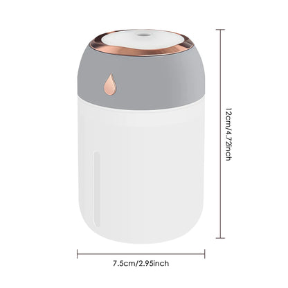 Mini USB Portable Air Humidifier with Aroma Diffuser, LED Cool Light, 330ml Mist Purifier for Room, Home, Car, and Plants