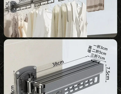 Wall-Mounted Folding Drying Rack – Retractable, No-Drill Indoor Clothes Hanger for Balcony or Laundry Room