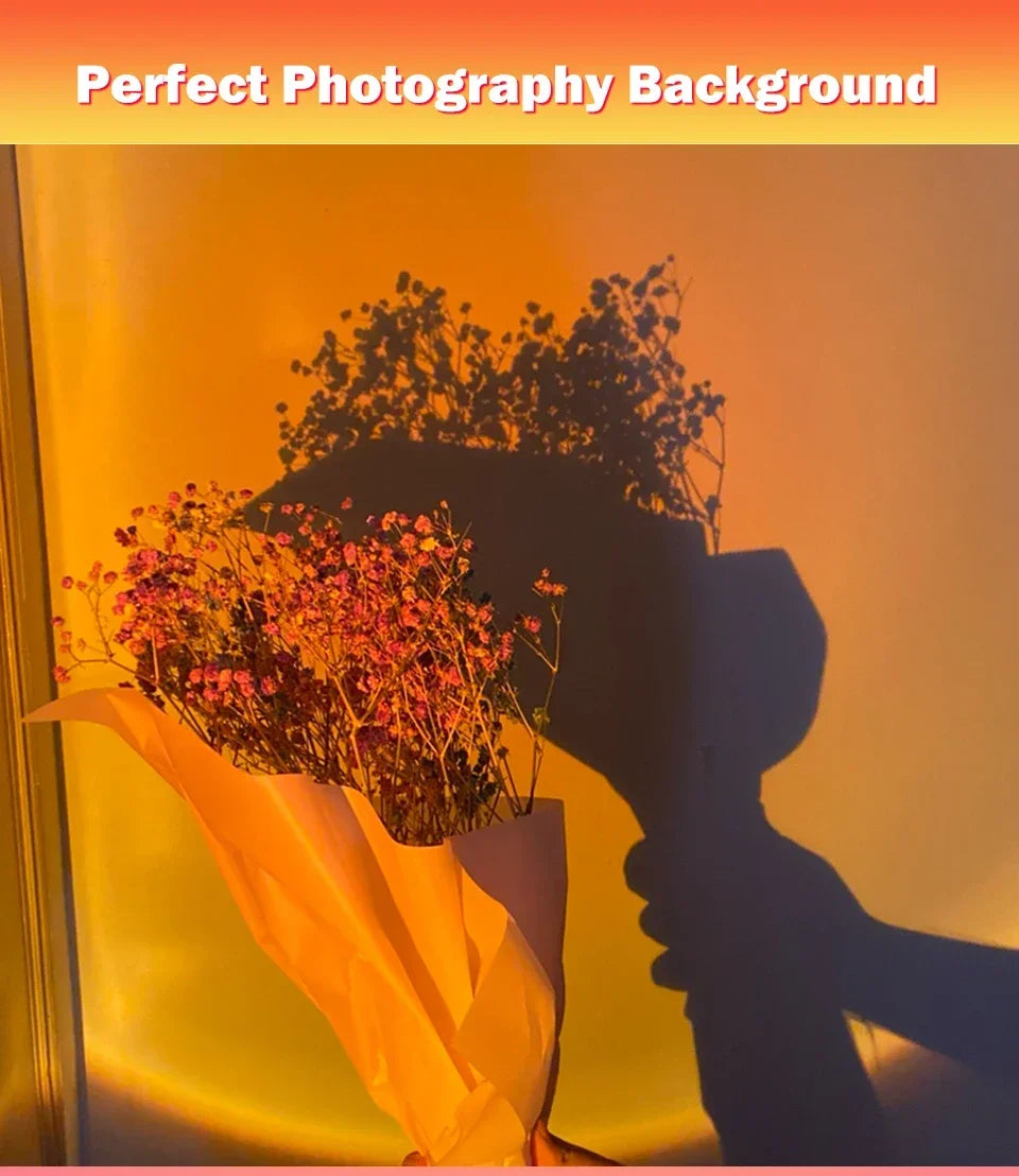 USB Sunset Projection Lamp – Ambient Mood Light for Bedroom, Living Room, Bar, and Photography Backdrops &nbsp;