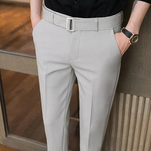 Men’s Korean-Style Slim Fit Summer Suit Pants – Lightweight Ice Silk Trousers, Business Casual Streetwear, Plus Sizes Available