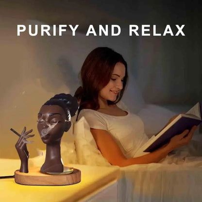 Black Headscents Handmade Head-Shaped Incense Burner Holder – Decorative Airflow Incense Burner for Meditation and Body Art