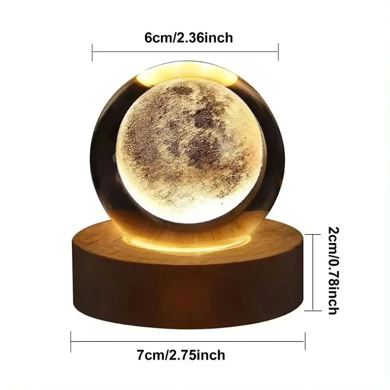 Christmas 3D Crystal Ball Galaxy Projector Lamp – USB Night Light with Planetary Projection, Romantic Gift for Couples, Festive Ambient Lighting
