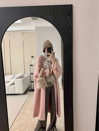 2024 Women's V-Neck Knit Cardigan – Long Sleeve Open Front Sweater, Loose Fit Solid Color Winter Outerwear