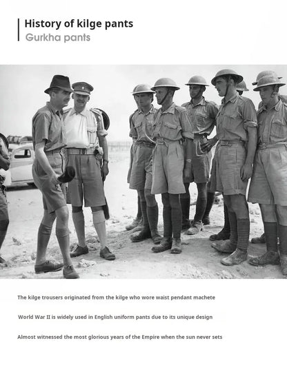 Classic Vintage Khaki Gurkha Pants for Men – Adjustable High Waist Casual Cargo Trousers for Spring and Fall