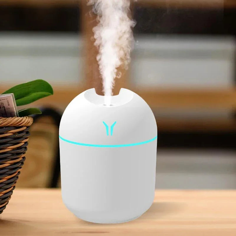 250ML USB Ultrasonic Air Humidifier &amp; Essential Oil Diffuser – Quiet Mist Maker with LED Mood Light for Home &amp; Car Use