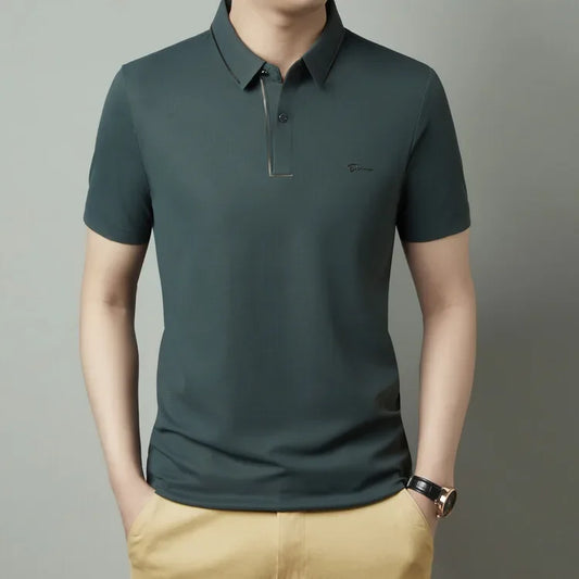 Men's Seamless Polo Shirt – Premium Cool Touch Fabric, Slim Fit Business Casual Golf Tee with Turn-Down Collar