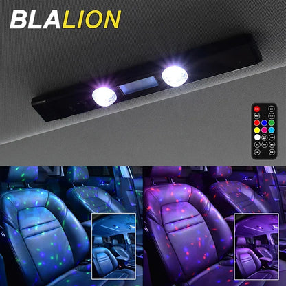 BLALION Wireless RGB LED Car Ambient Light – USB Rechargeable Star Projector with Voice Control for Interior &amp; Party Decoration