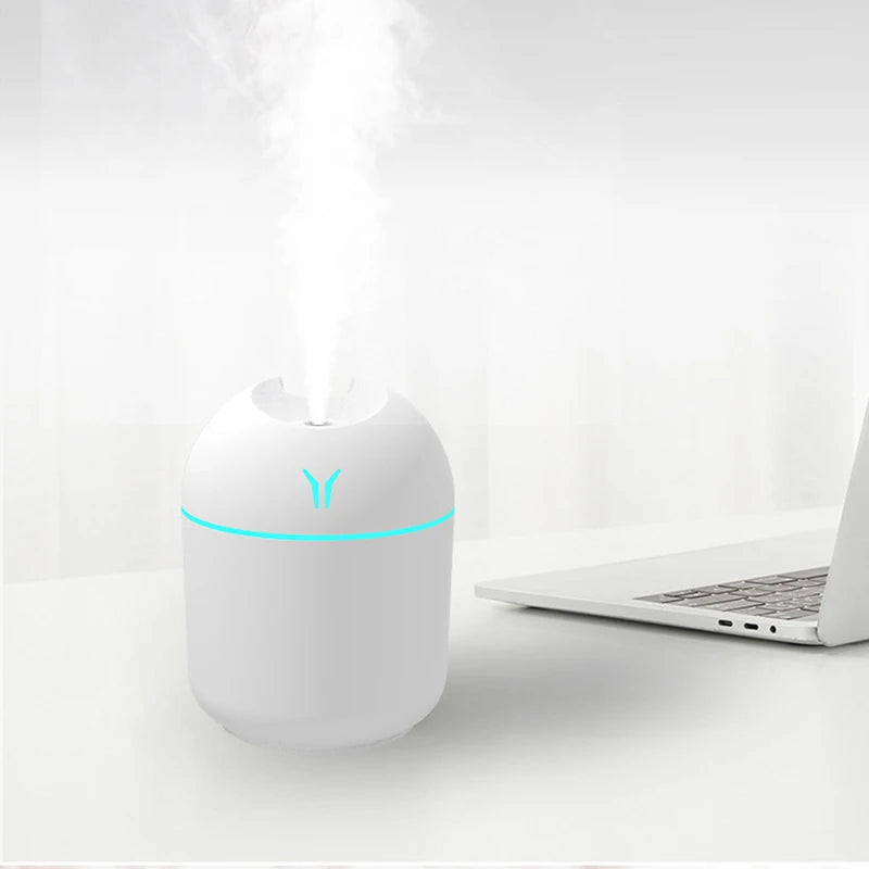 250ML USB Ultrasonic Air Humidifier &amp; Essential Oil Diffuser – Quiet Mist Maker with LED Mood Light for Home &amp; Car Use
