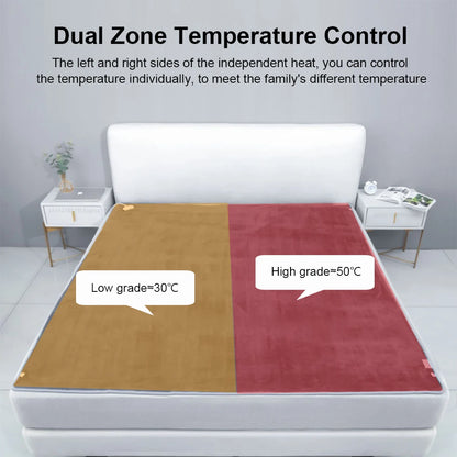 Double Electric Heating Blanket with Automatic Thermostat – 220V Bed Warmer Mattress Pad with EU Plug