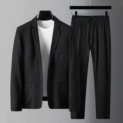 2024 New Summer & Autumn High-Quality Men's Long Sleeve Casual Suit Korean Style Two-Piece Set