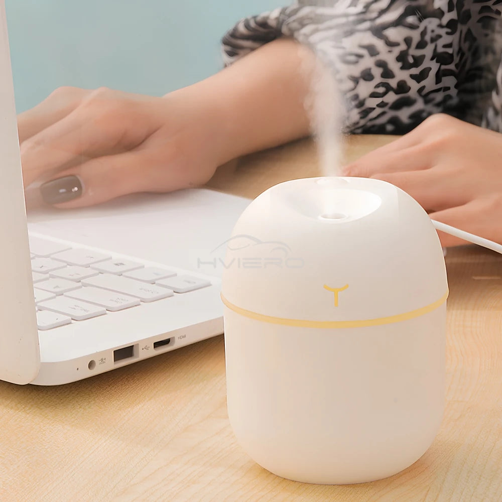 Mini USB Ultrasonic Air Humidifier – 220ML Portable Aromatherapy Diffuser &amp; Mist Maker for Car and Home with Anion Purification