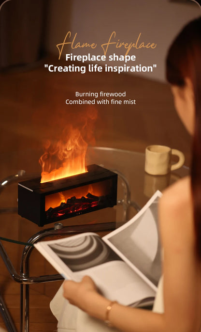 3D Flame Essential Oil Diffuser with Colorful Fireplace Aromatherapy Humidifier and Remote Control