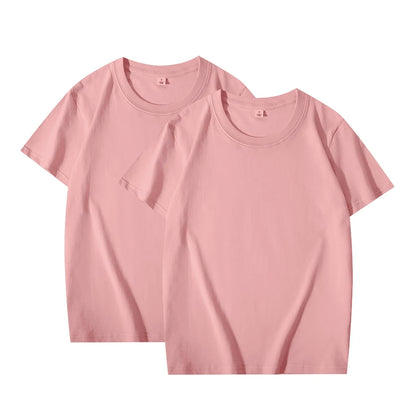 2-Pack Unisex Solid Color T-Shirts – 100% Cotton, Loose Fit, Short Sleeve, Basic Everyday Tees for Men & Women, White & Black Options