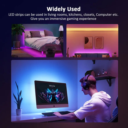 5V RGB LED Strip Lights, 1M-30M, 16 Million Colors, Music Sync, Color Changing LED Lighting for Parties and Home Decor