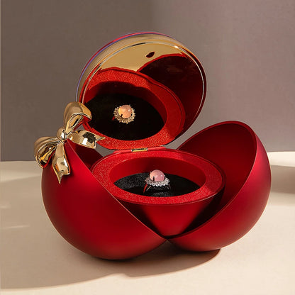 Romantic Rose-Shaped Velvet Jewelry Gift Box – Round Ring & Necklace Packaging for Valentine's Day, Christmas, or Proposals