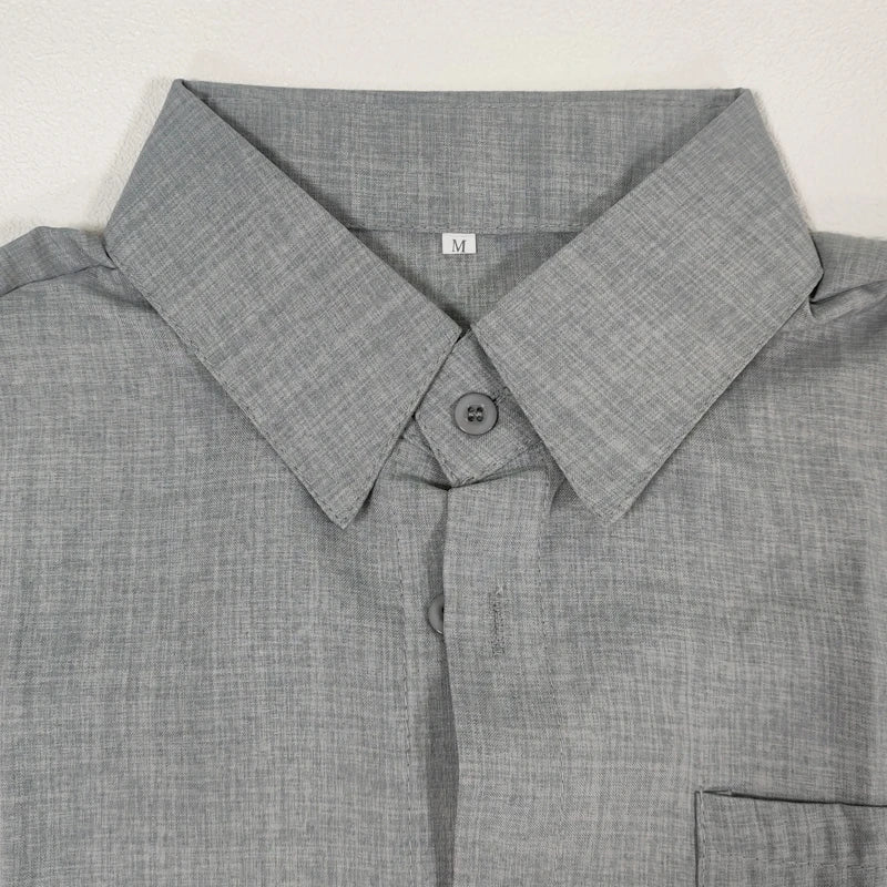 Men’s Summer Cotton Linen Short Sleeve Shirt – Casual & Formal Business Blouse, Lightweight Breathable Top